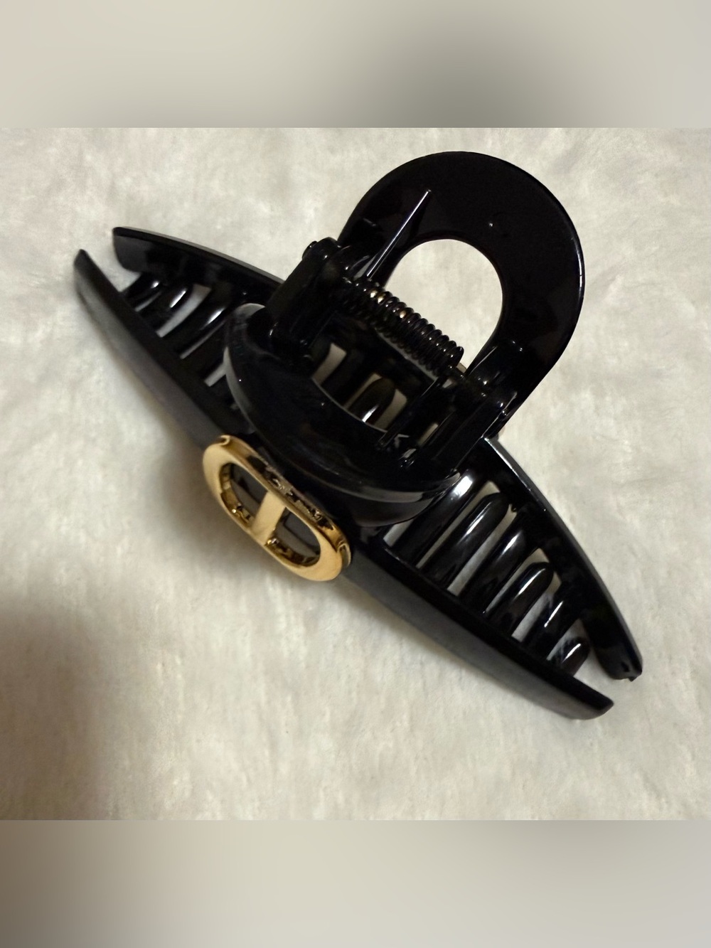 Black Hair Claw Clip with Gold Accent - Designer Style